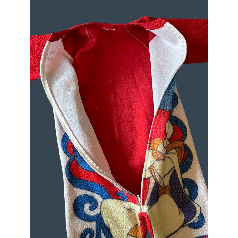 90s Disney Aladdin Fleece Pajamas Red Sleeper Suit Kids 6-8 Footsie Genie Read* - Picture 7 of 13